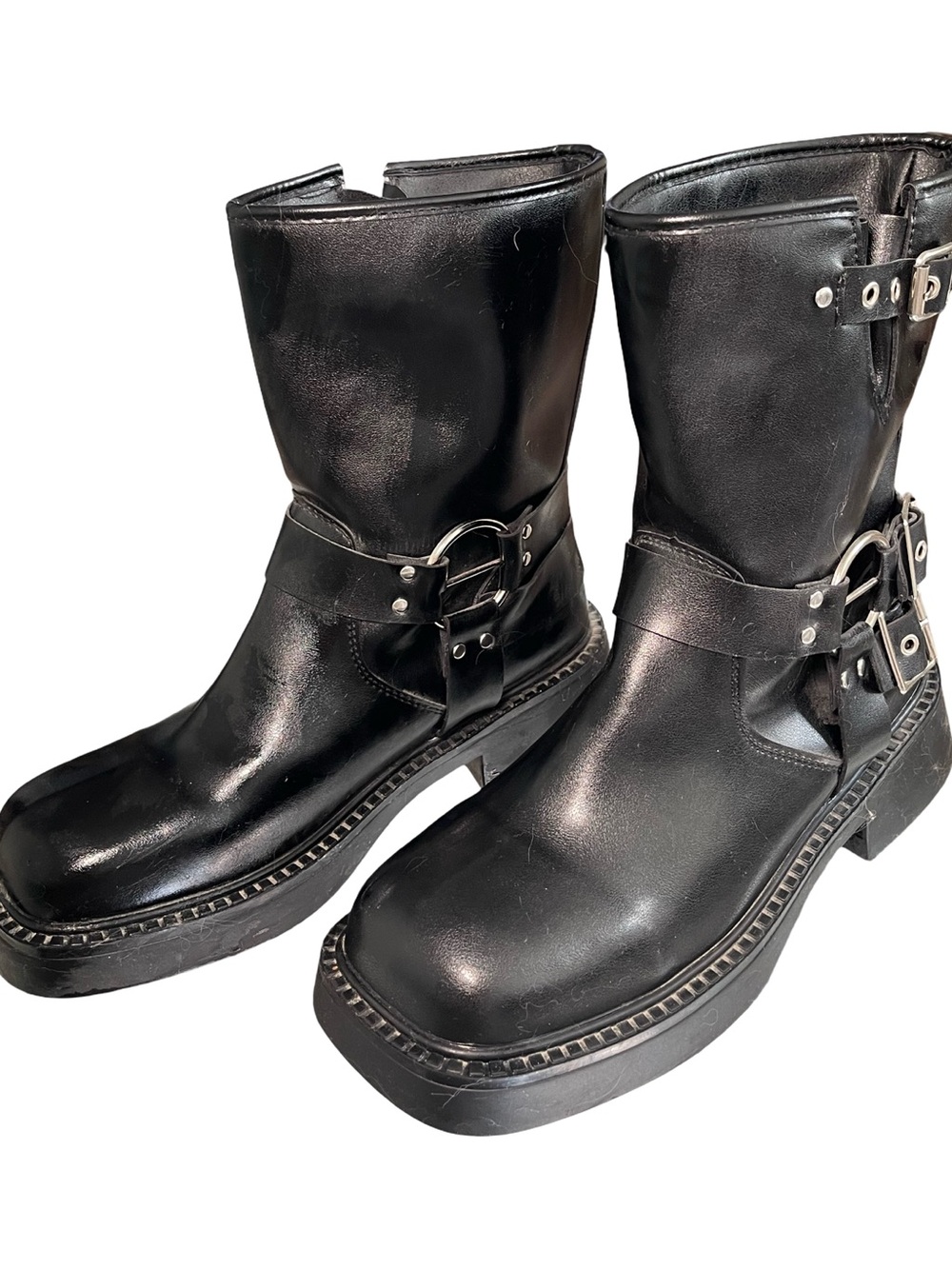 Black Buckle Combat Biker Boots | EU 40